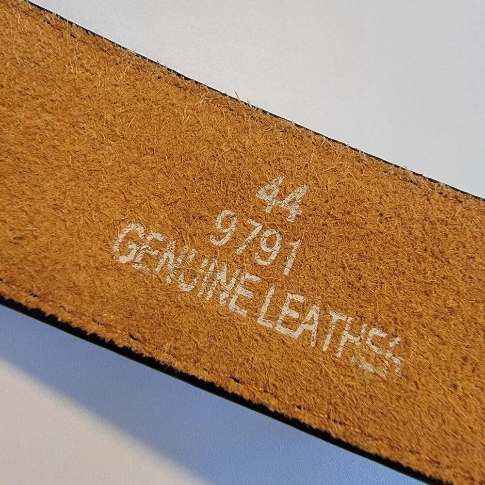 Men's Genuine Leather Belt Solid Black Belt Men‎ Zipper Pocket Underside 44